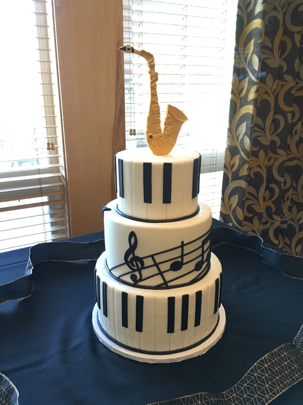 Saxophone Birthday Edible Cake Topper Music Notes Name & Number